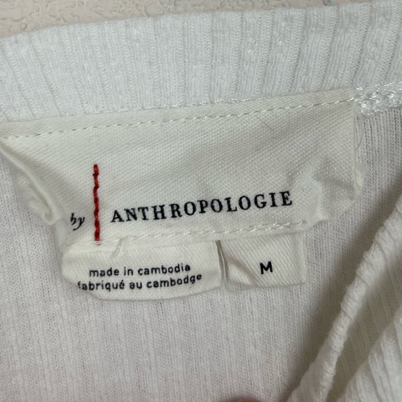 🥑5/$25 Anthropologie Ruffle Eyelet Sleeve Top sz M - Picture 6 of 8